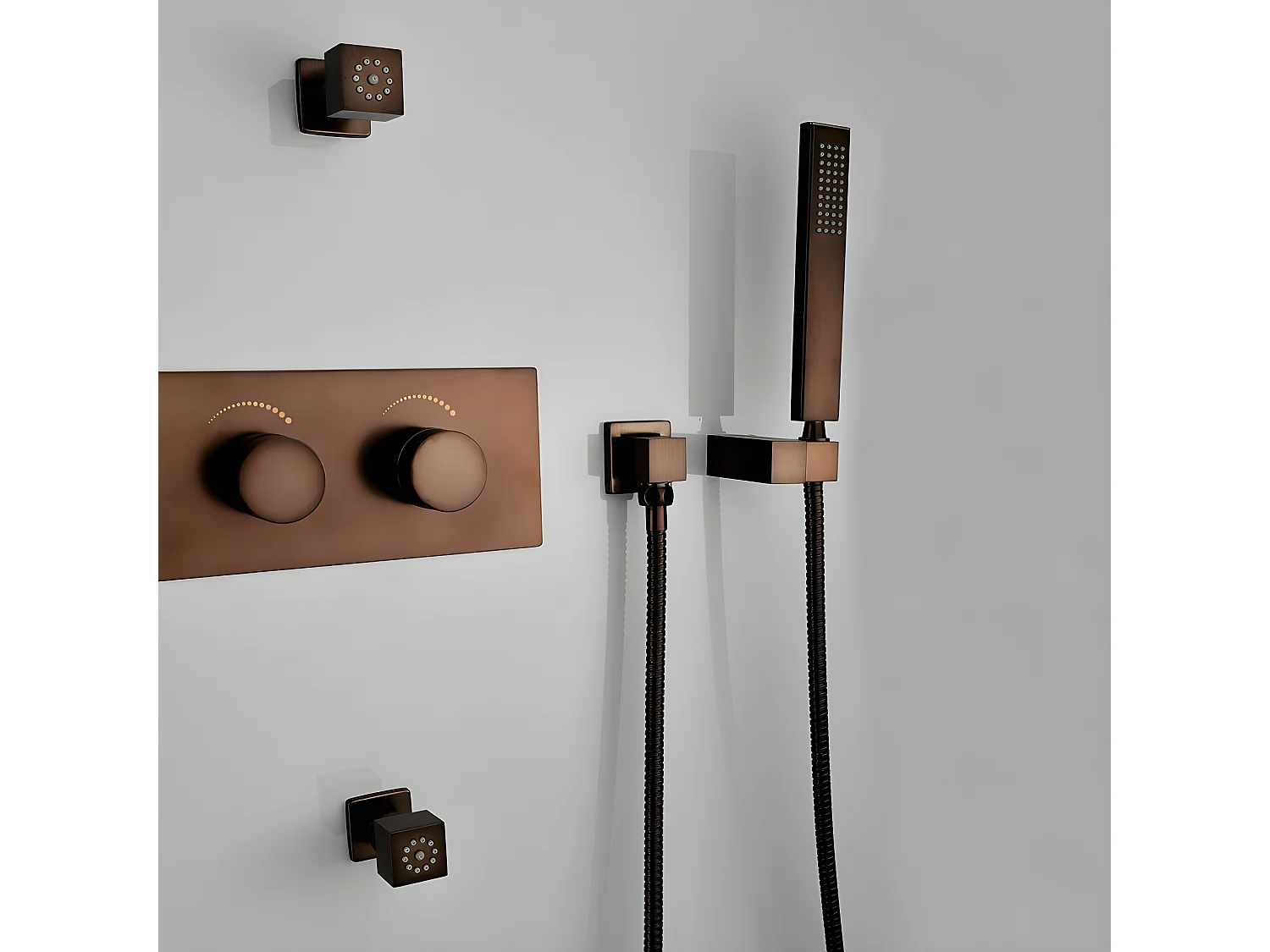 Composition mitigeur de douche thermostatique encastrée cuivré - Celaya