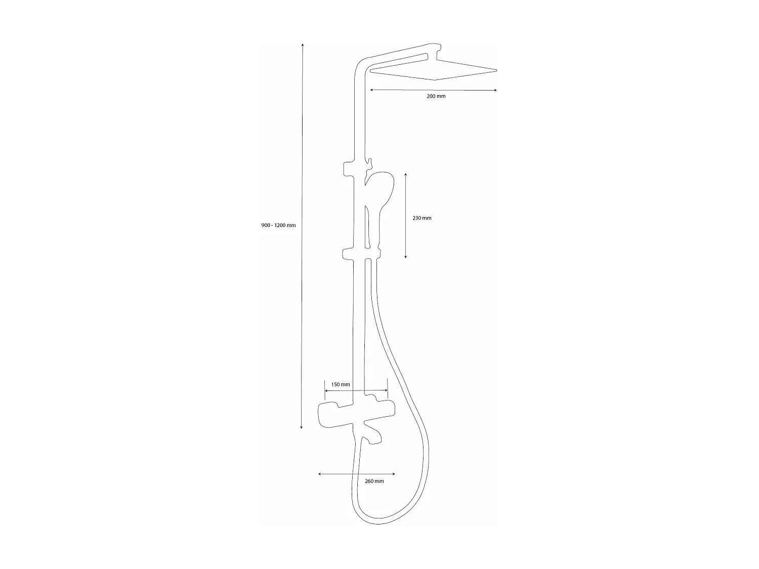 Colonne de douche & bain thermostatique, carrée Noir - Grosa