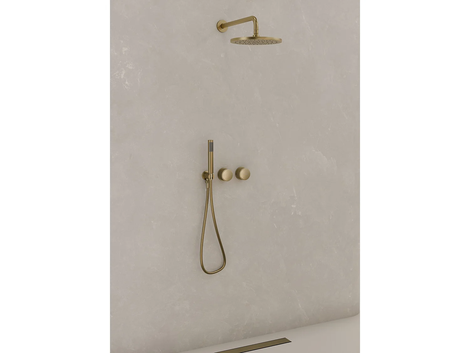 Pack douche encastré Doré brossé - Leros