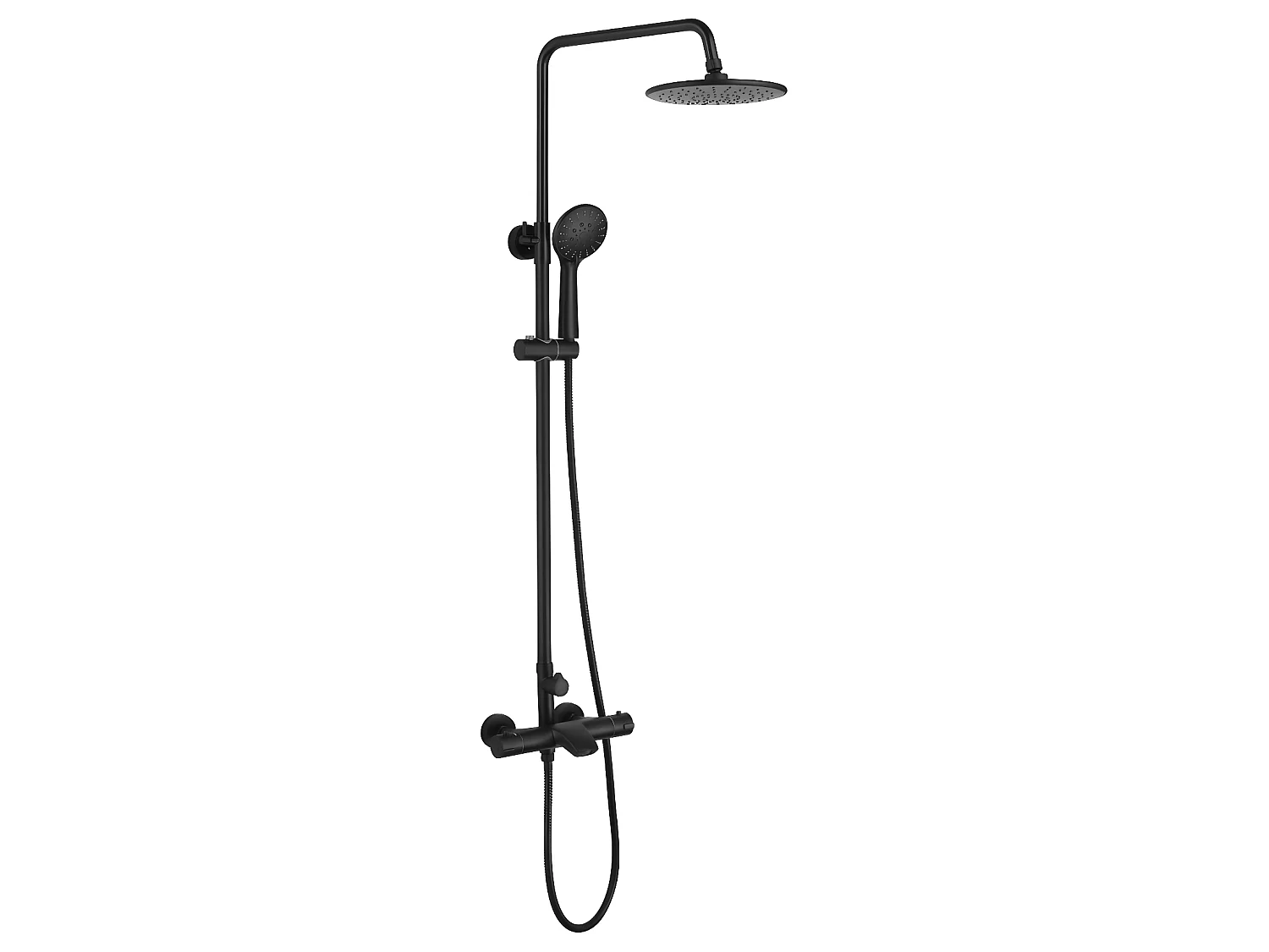 KROOS Colonne de douche thermostatique noir mat avec bain verseur en laiton