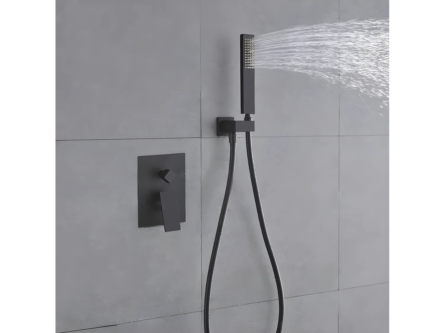 Cascade pomme de douche et système de douche à main noir solide