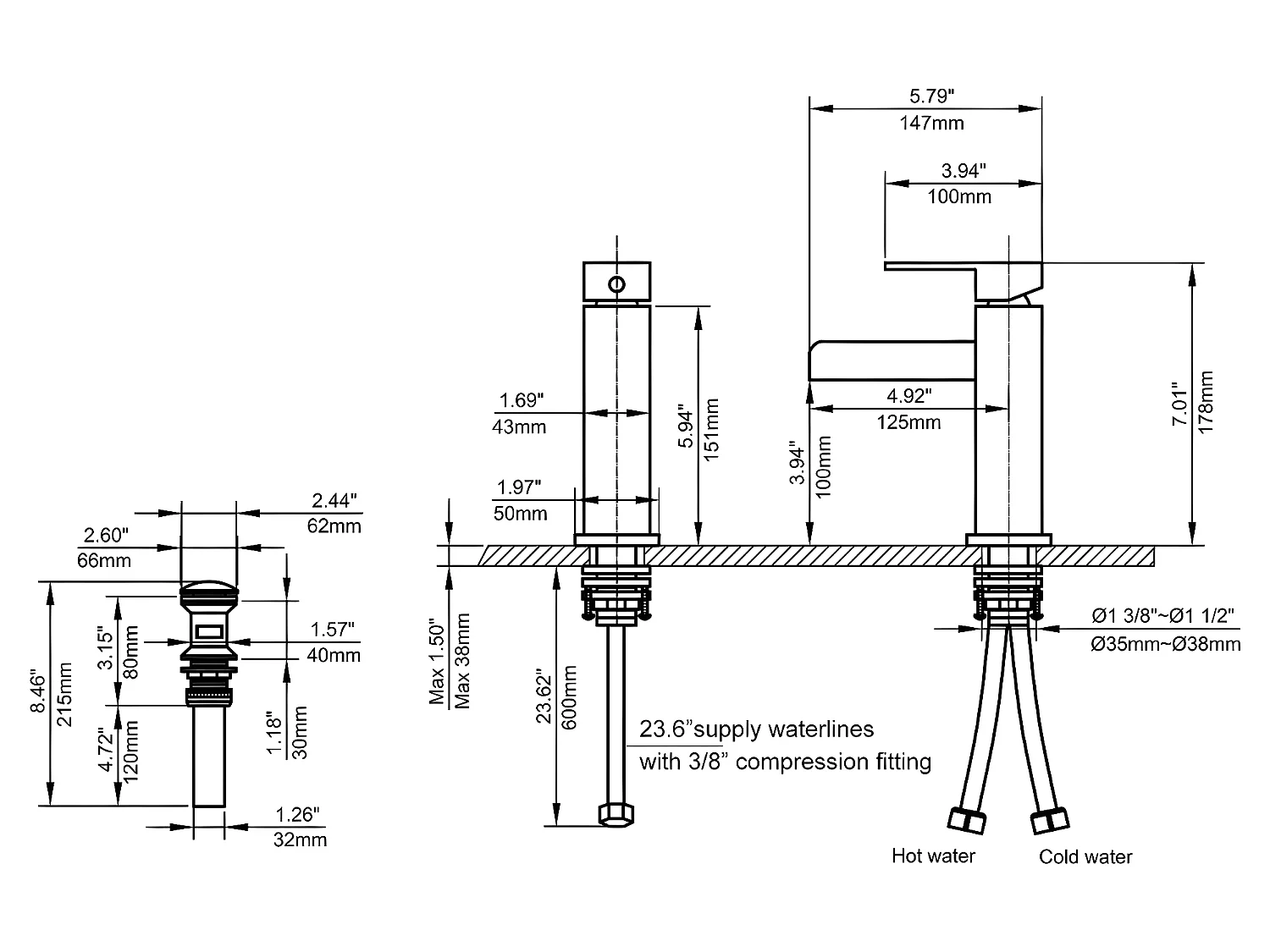 Mitigeur cascade lavabo Noir - Alnair