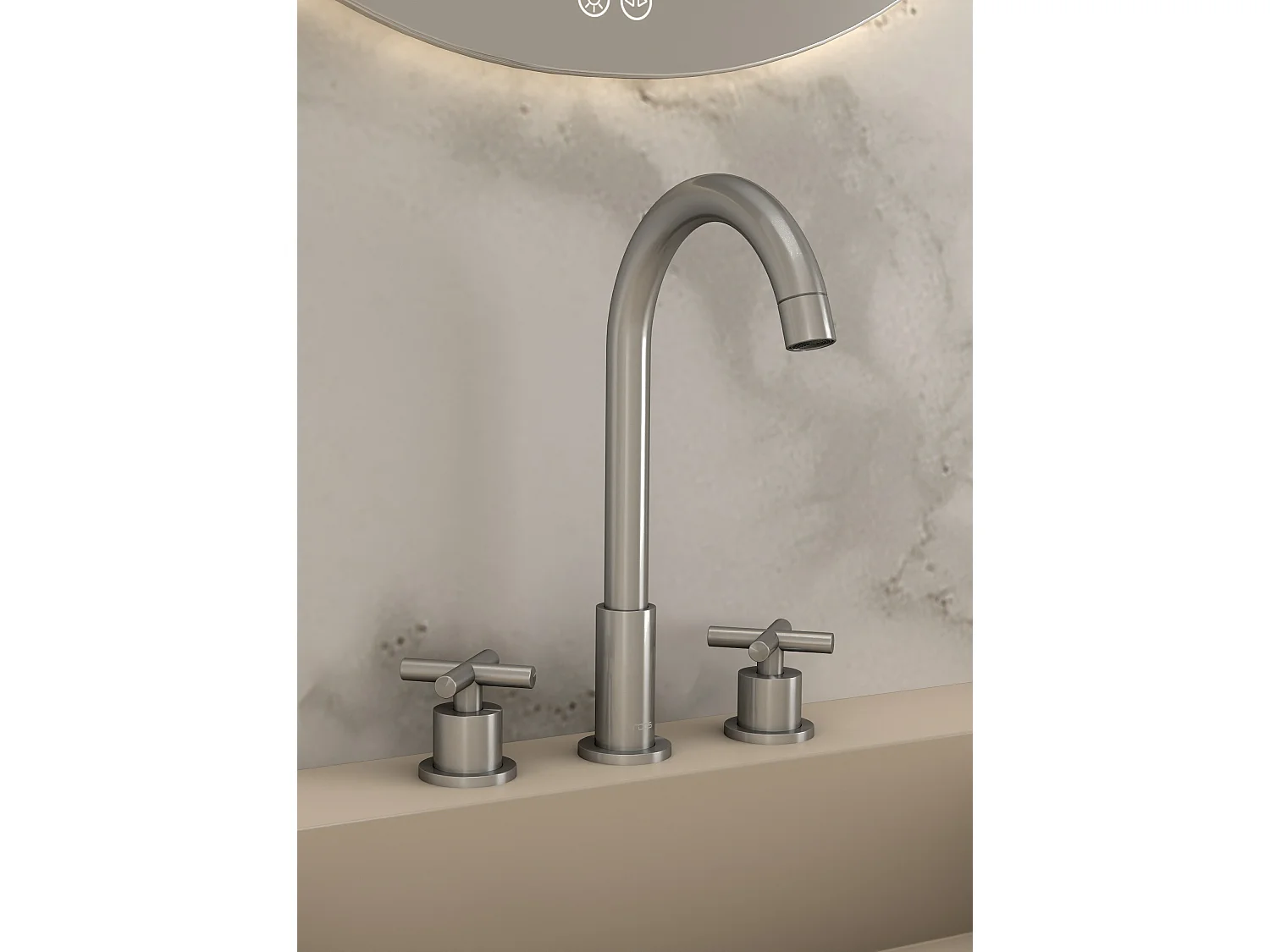 Robinet mélangeur lavabo sur plage Nickel brossé - Corbeau