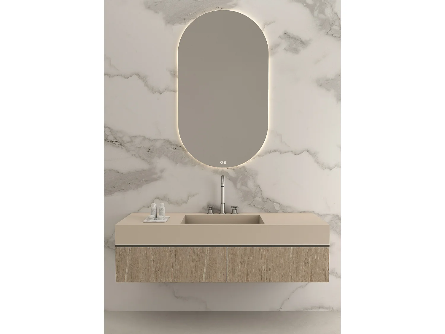 Robinet mélangeur lavabo sur plage Nickel brossé - Corbeau