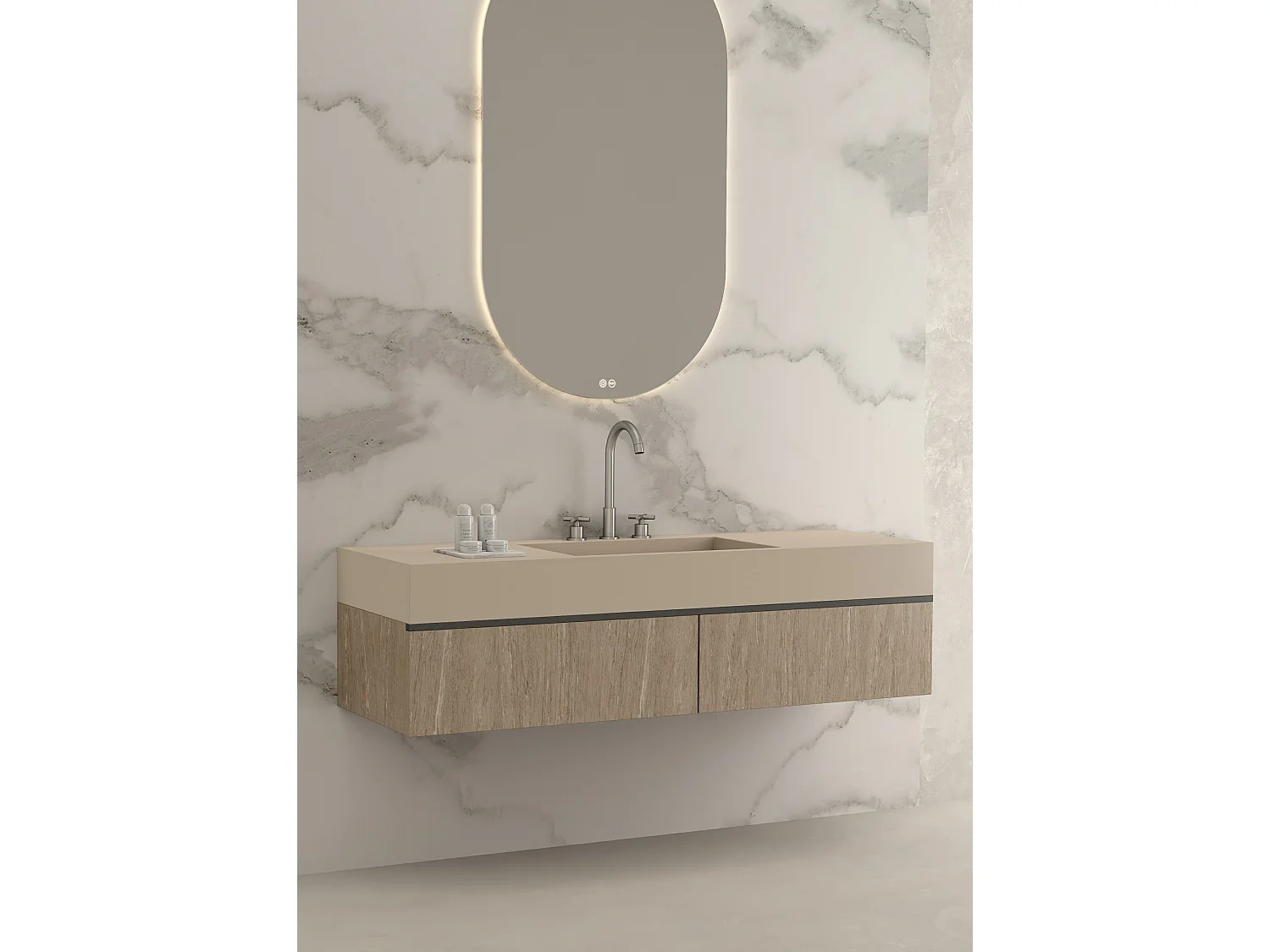 Robinet mélangeur lavabo sur plage Nickel brossé - Corbeau