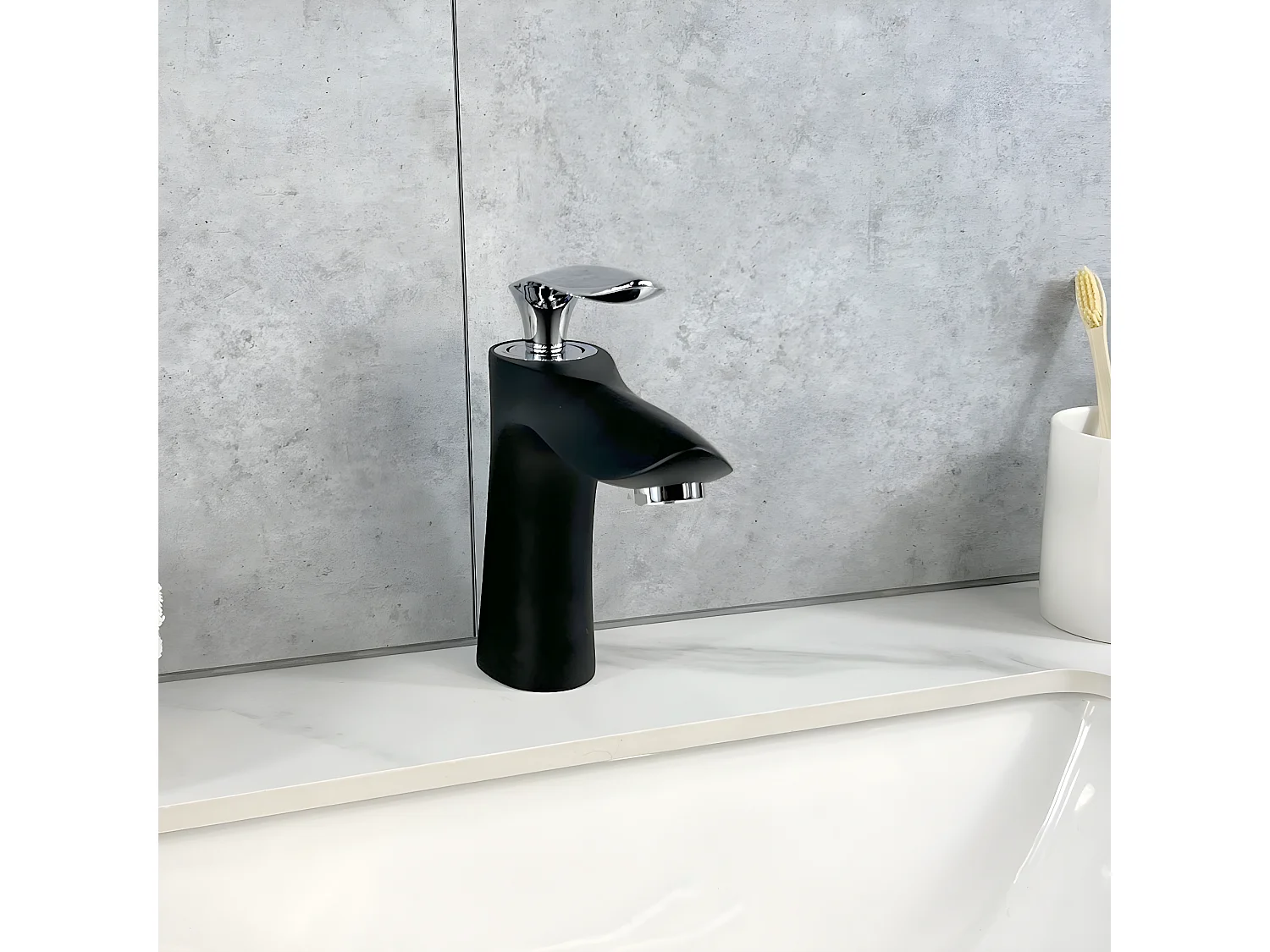 Mitigeur lavabo Noir & Chromé - Canopus