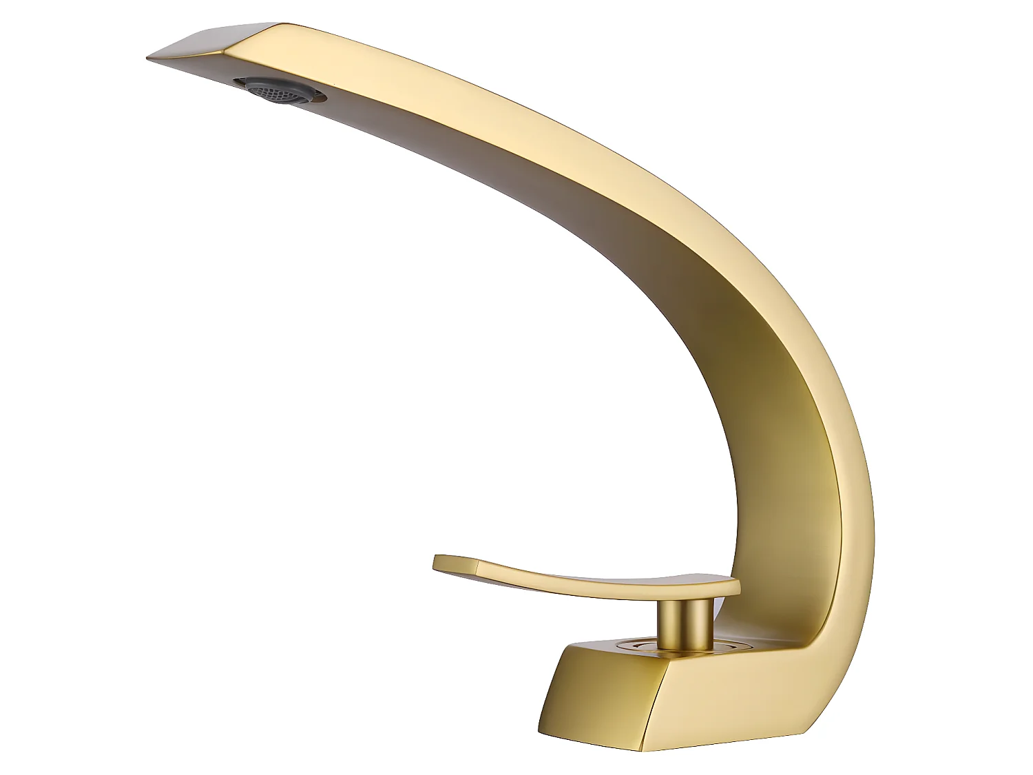 Mitigeur lavabo bec arrondi Doré brossé - Skyros