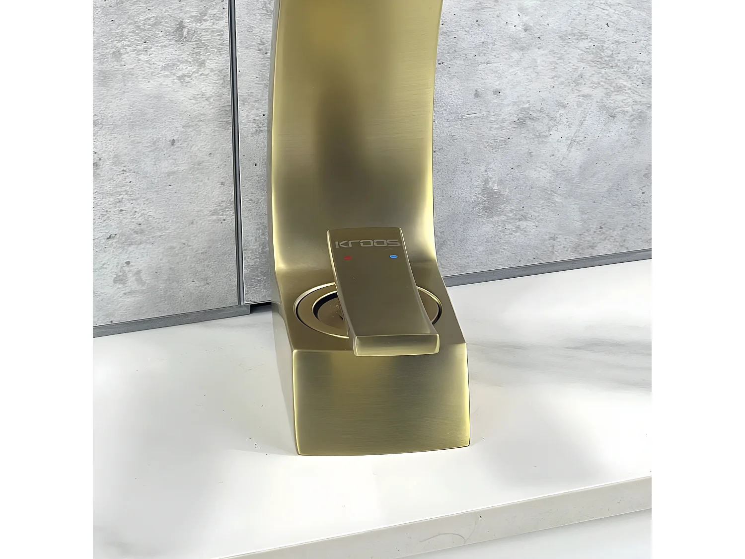 Mitigeur lavabo bec arrondi Doré brossé - Skyros