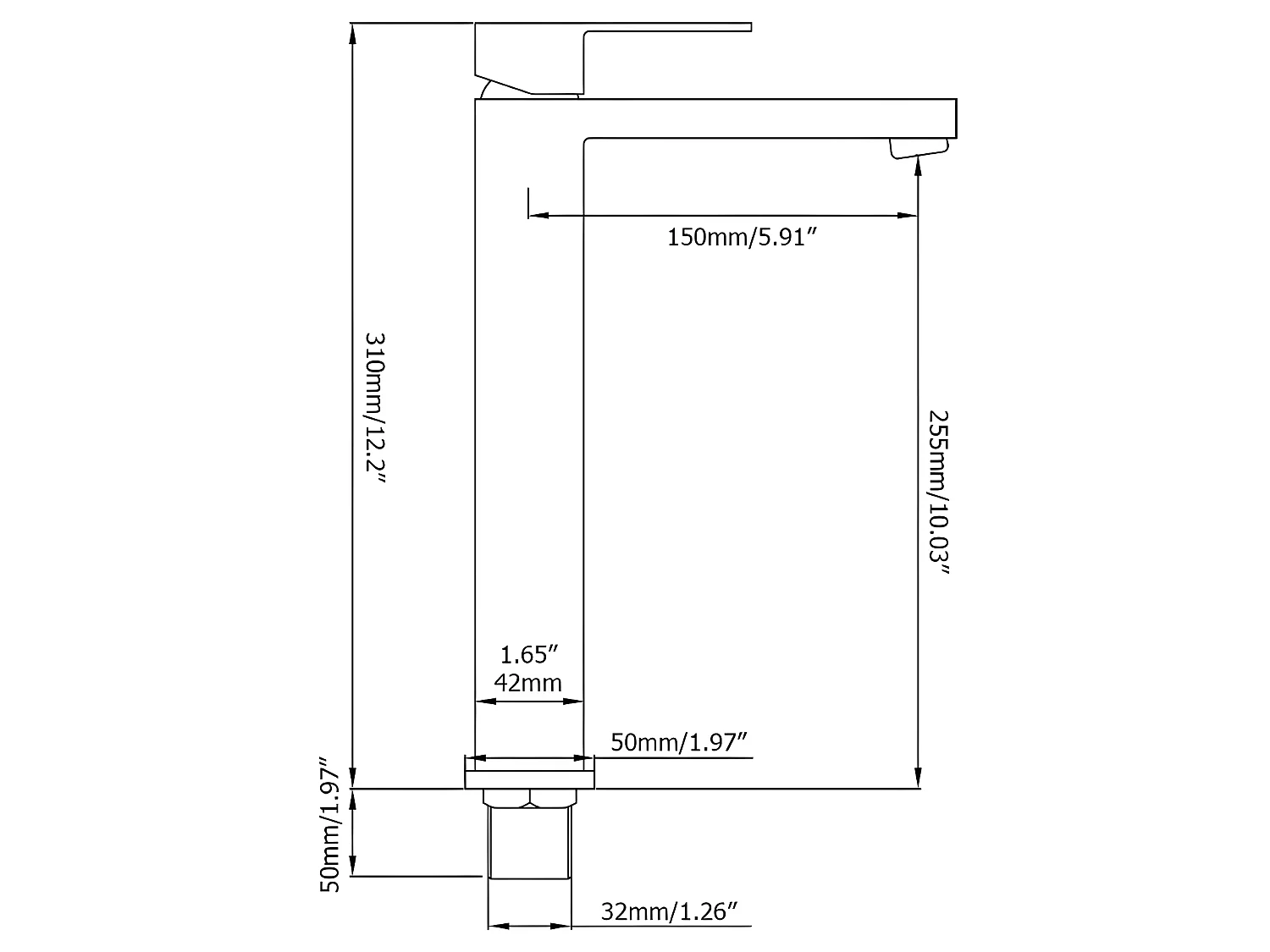 Robinet mitigeur lavabo surélevé Doré brossé - Sirius