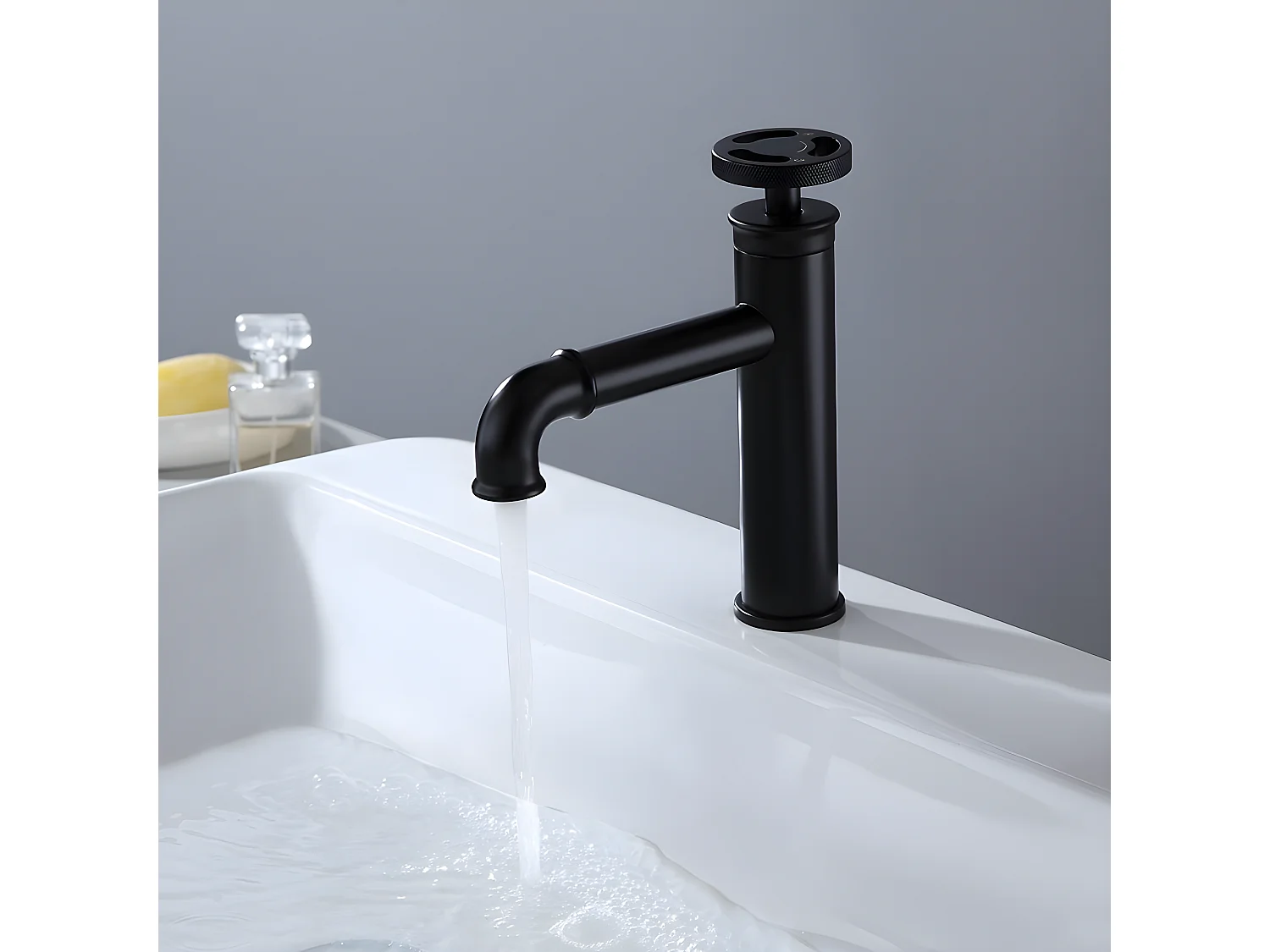 Mitigeur lavabo salle de bain style industriel - Noir