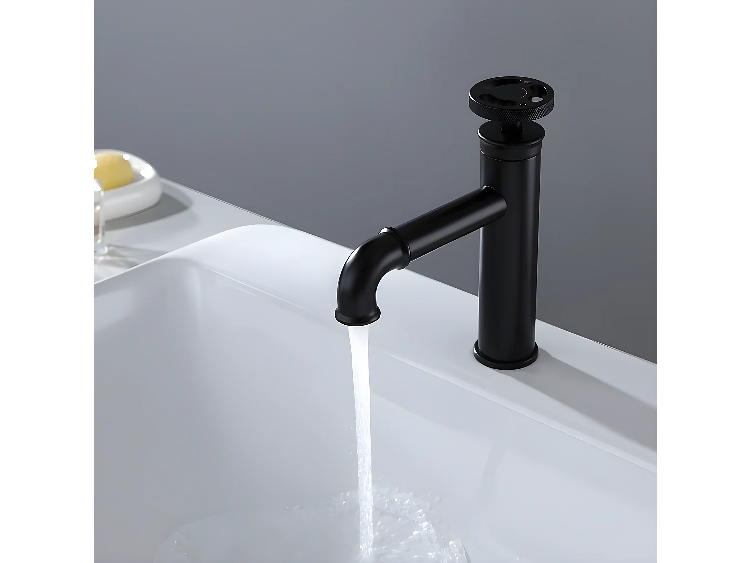 Mitigeur lavabo salle de bain style industriel - Noir