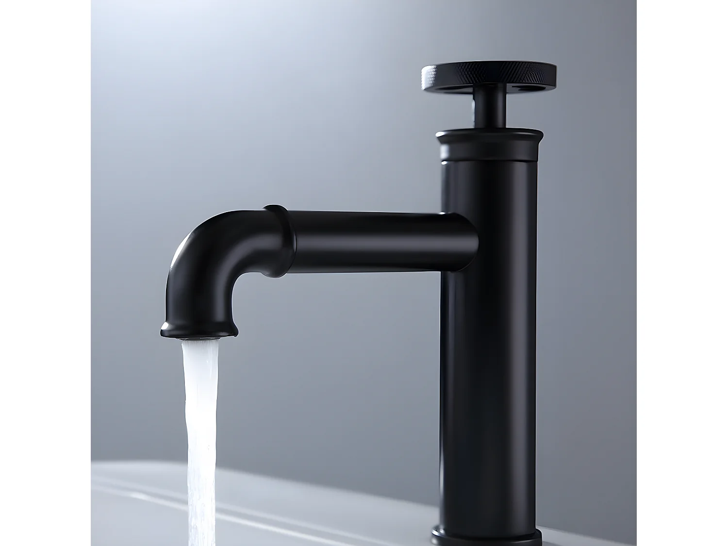 Mitigeur lavabo salle de bain style industriel - Noir