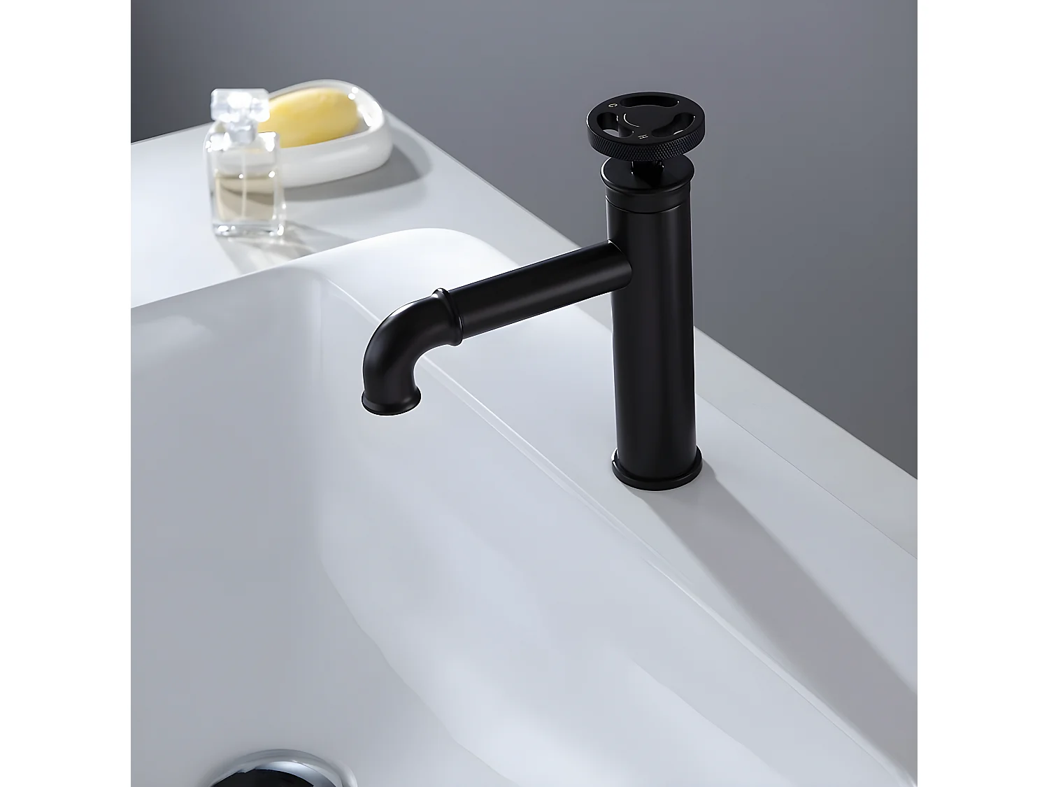 Mitigeur lavabo salle de bain style industriel - Noir