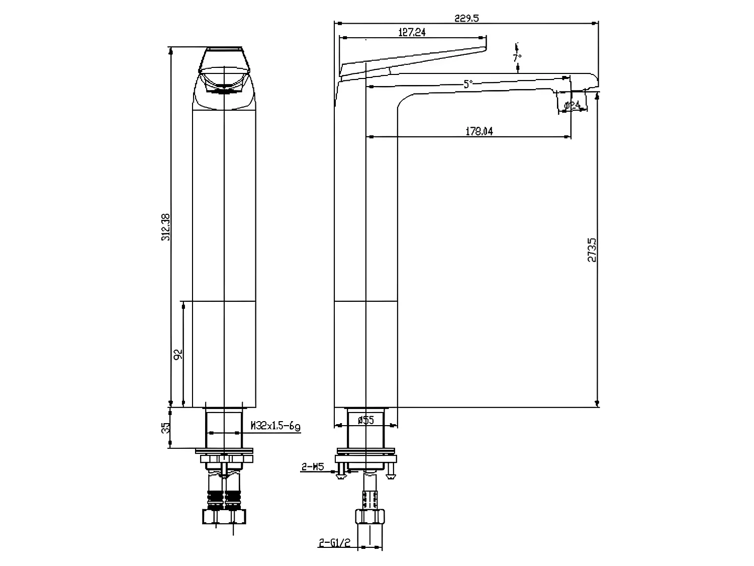Mitigeur haut pour vasque Chromé - Ptolémée