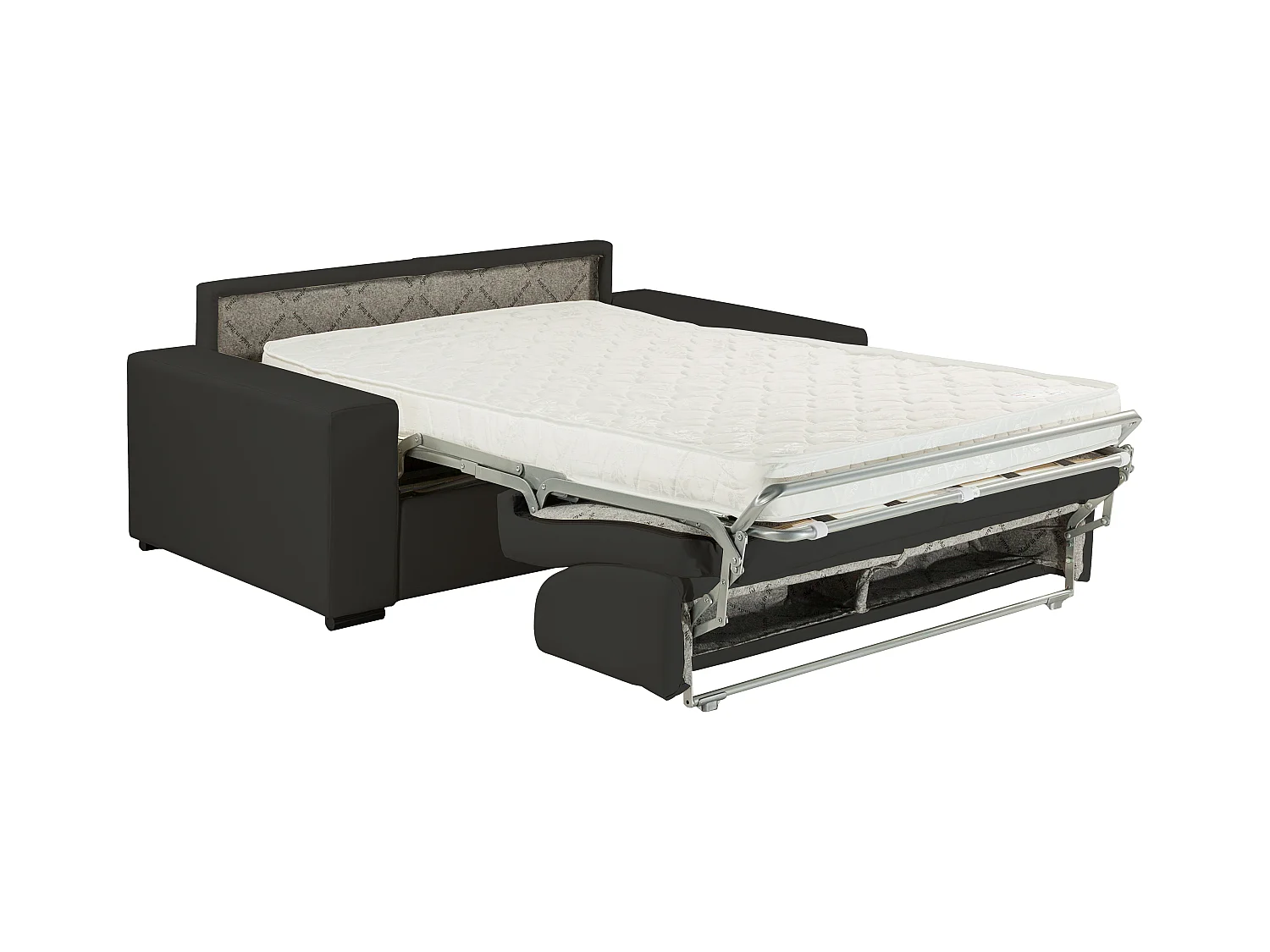 Driezits express bedbank van kunstleer EMIR - Zwart - Slaapafmeting: 140 cm - Matras 14 cm