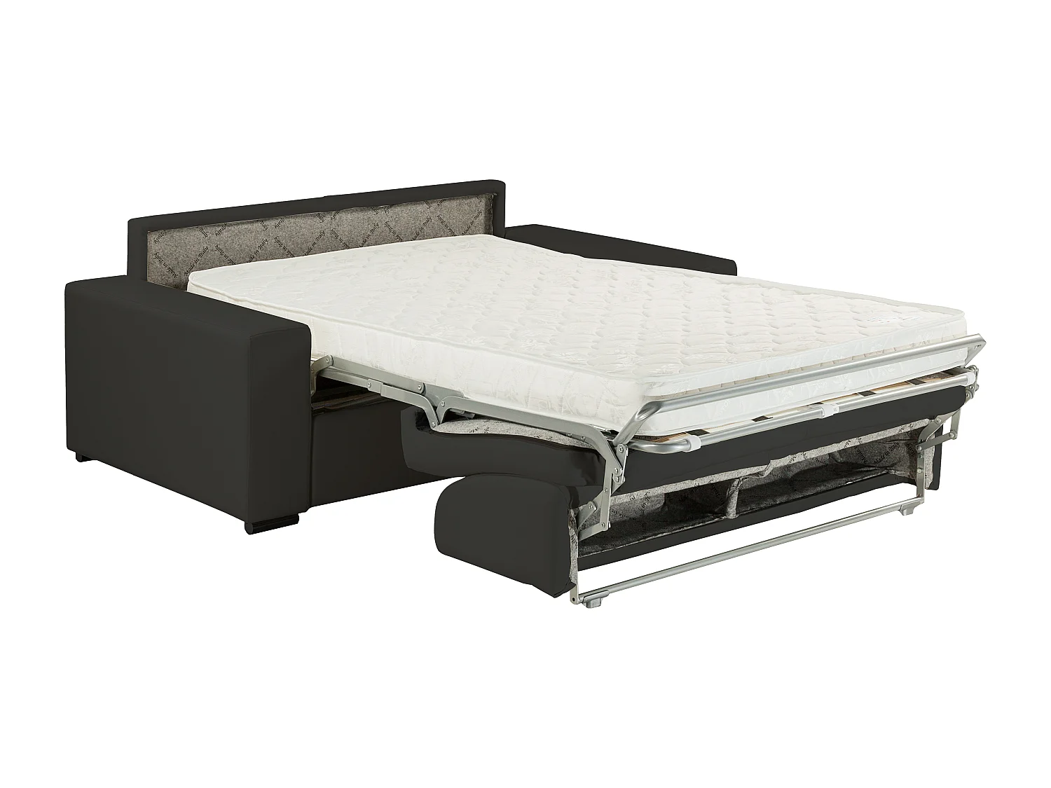 Sofá cama italiano 3 plazas piel sintética EMIR - Negro - Cama 140 cm - Colchón 14 cm