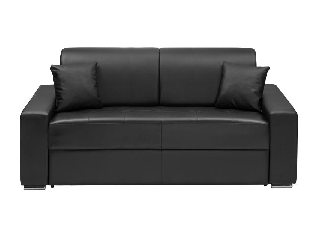 Canapé 3 places convertible express en simili EMIR - Noir - Couchage 140 cm - Matelas 14 cm