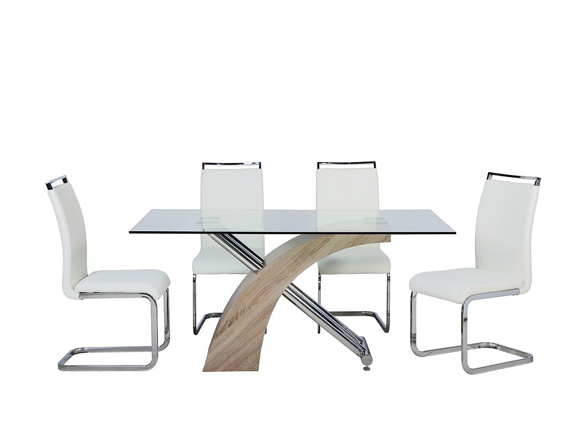 Conjunto de 4 sillas de piel sintética en blanco RENATA