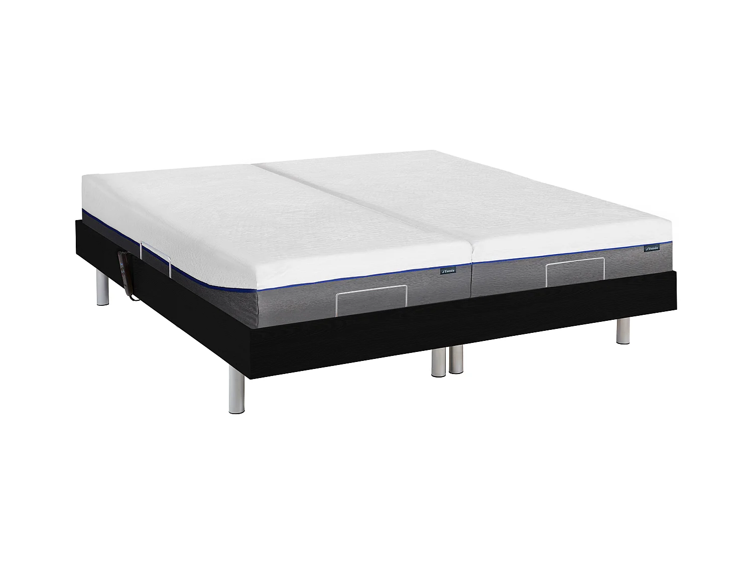 Lit électrique de relaxation tout plots + matelas mémoire de forme - 2 x 70 x 190 cm - Noir - HESIODE III de YSMÉE