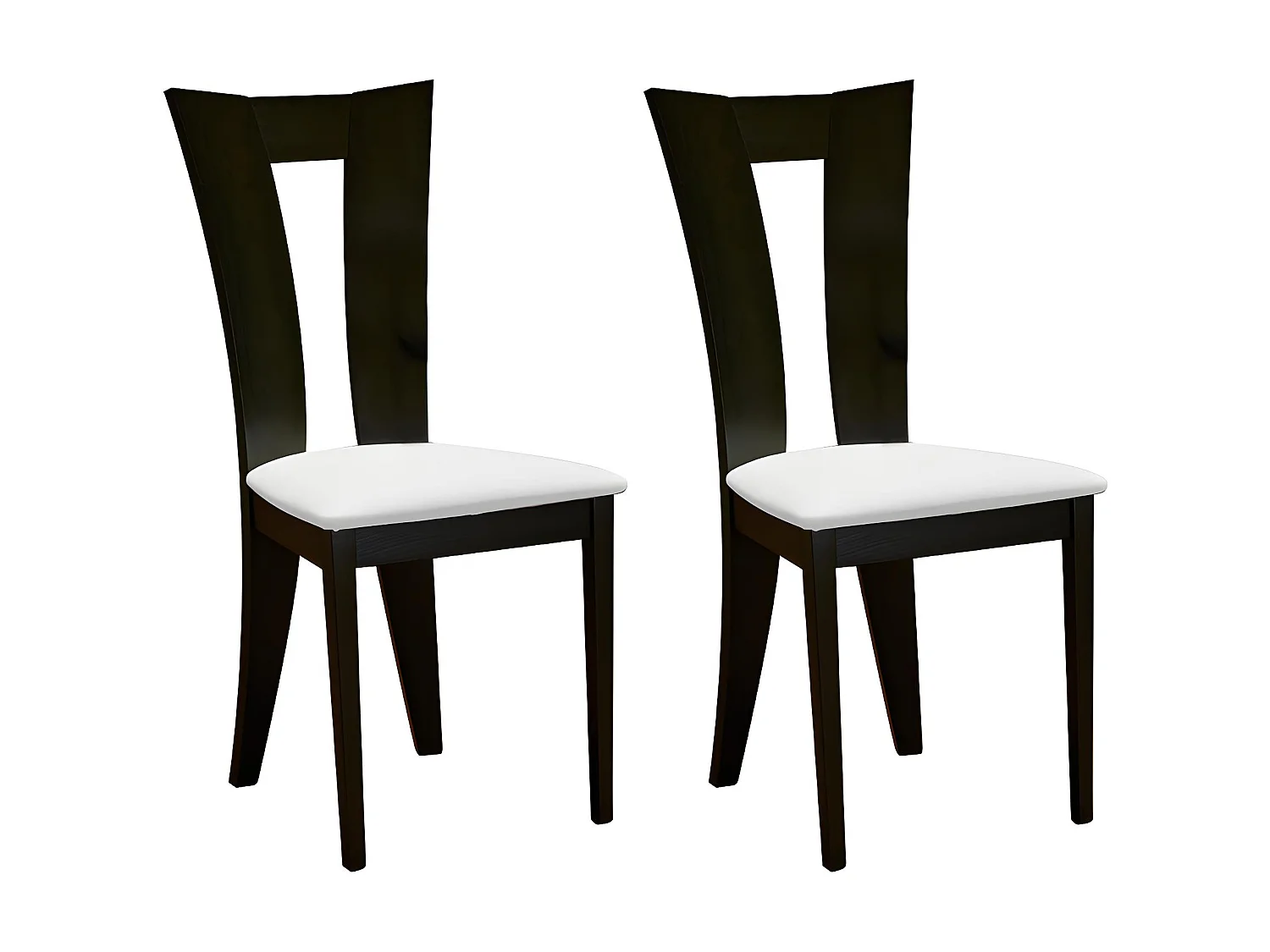 Lot de 2 chaises TIFFANY - Hêtre massif - Coloris : Wengé et blanc