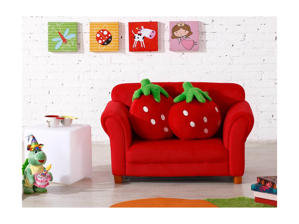 Canape Pour Enfant En Tissu Rouge Fraisier