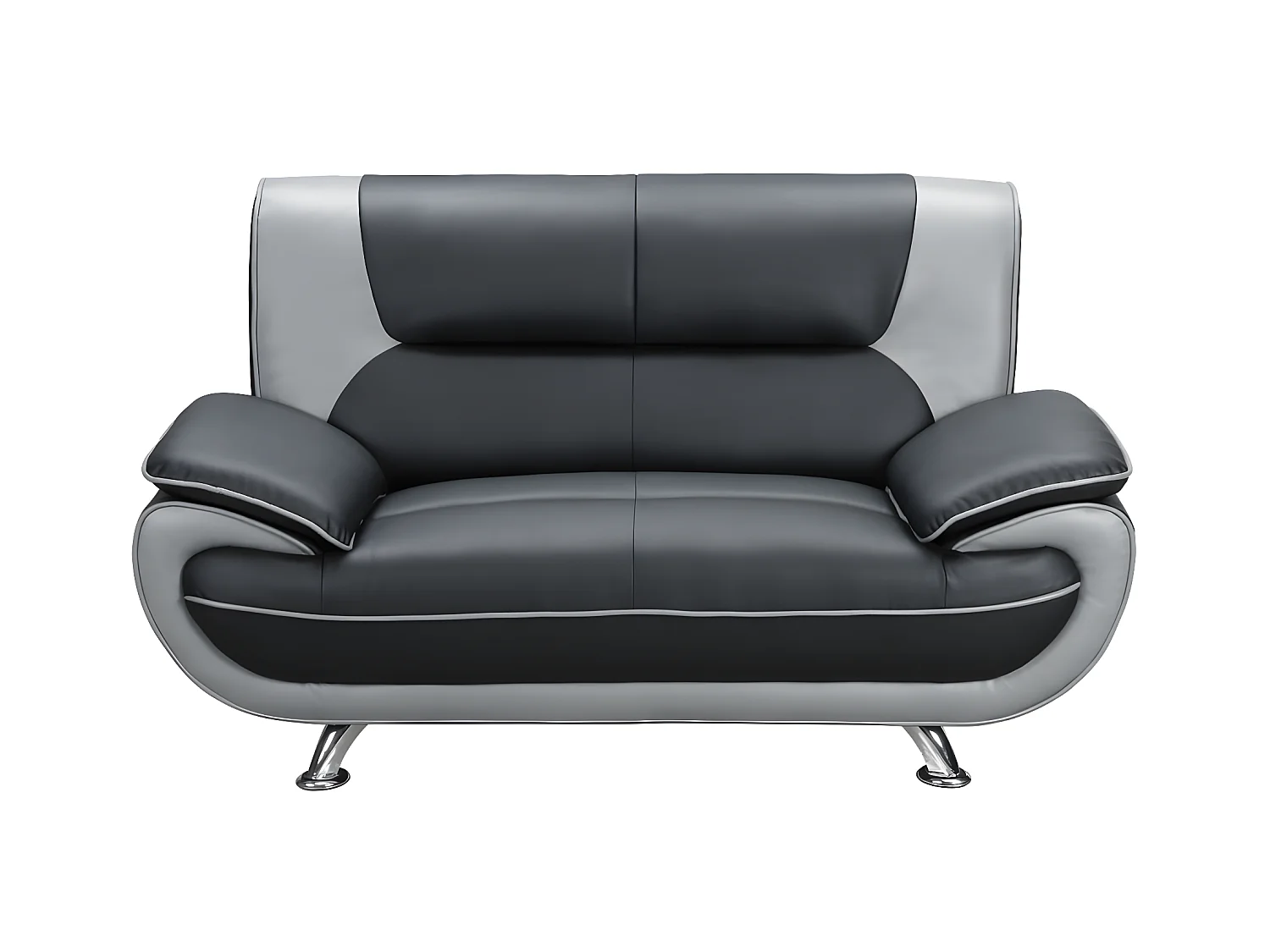 Canapés 3 places et 2 places en simili NIGEL - Bicolore noir et gris