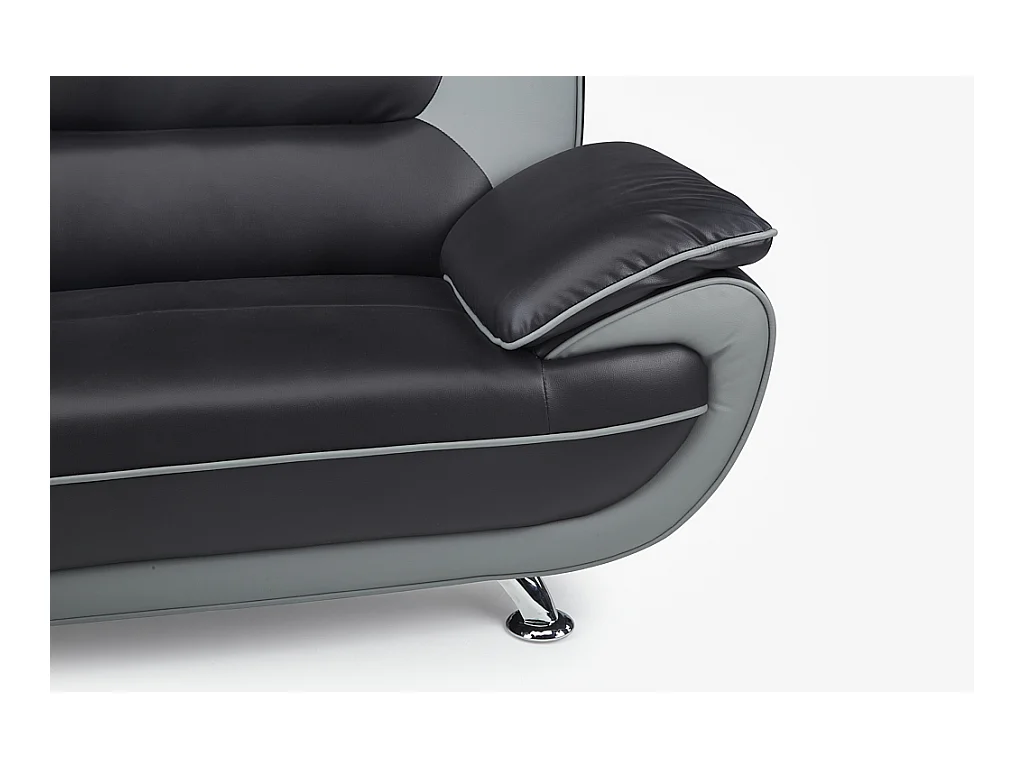 Canapés 3 places et 2 places en simili NIGEL - Bicolore noir et gris