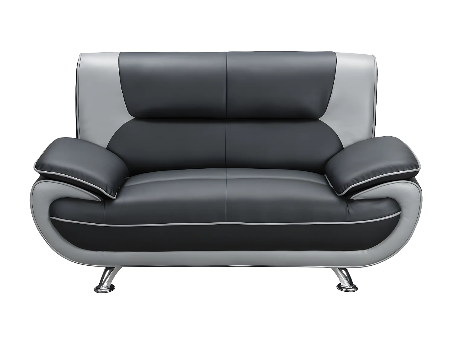 Driezitsbank en tweezitsbank van kunstleer NIGEL - Zwart en grijs