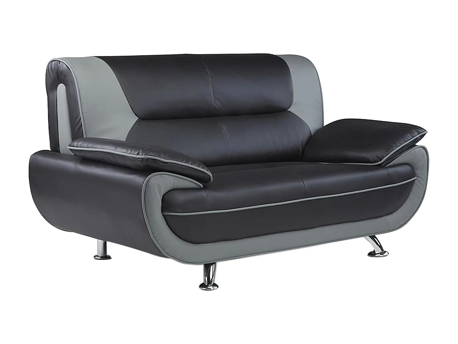 Driezitsbank en tweezitsbank van kunstleer NIGEL - Zwart en grijs