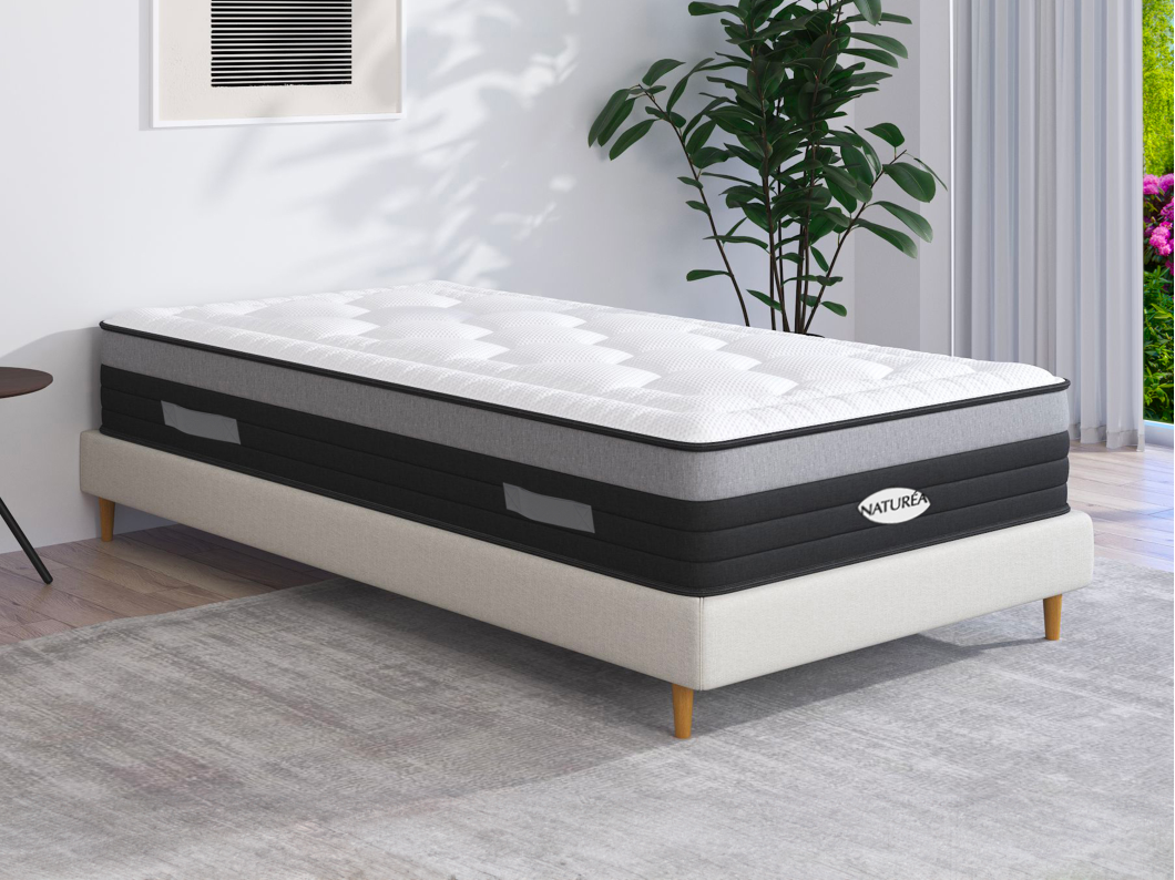 Matelas 80 x 200 cm ressorts ensachés 7 zones et mémoire de forme ép.25cm - AMARANTE de NATUREA