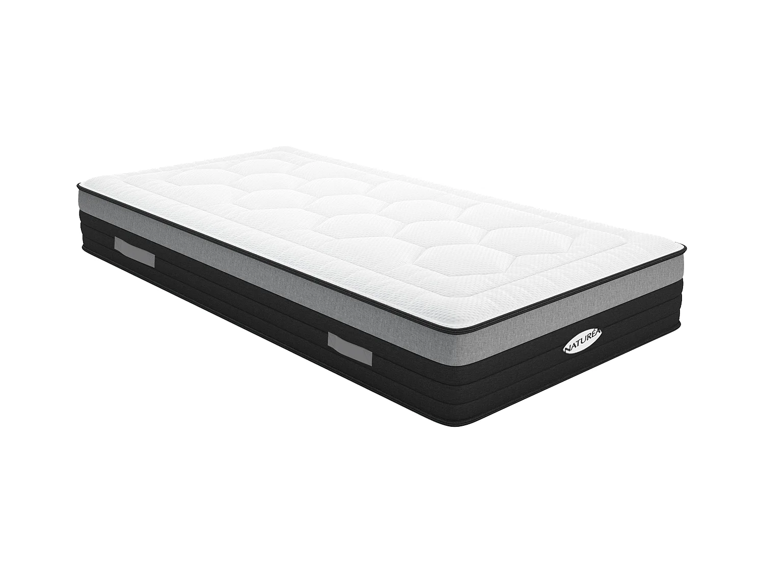 Matelas 90 x 200 cm hybride ressorts ensachés 7 zones et mémoire de forme ép.25cm - AMARANTE de NATUREA