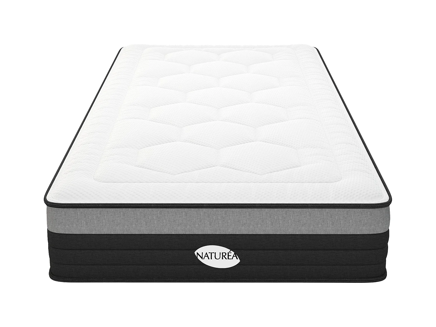 Matelas 90 x 200 cm hybride ressorts ensachés 7 zones et mémoire de forme ép.25cm - AMARANTE de NATUREA