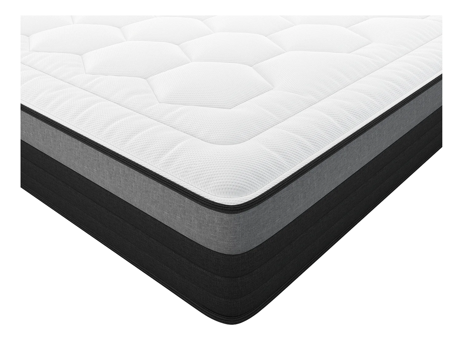 Matelas 90 x 200 cm hybride ressorts ensachés 7 zones et mémoire de forme ép.25cm - AMARANTE de NATUREA