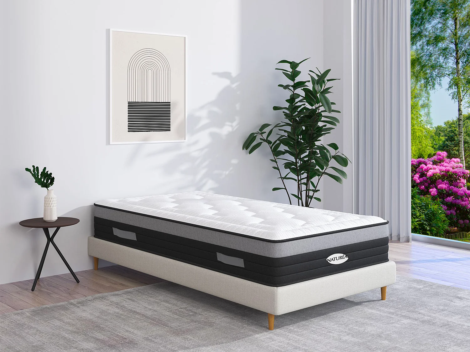 Materasso singolo a molle insacchettate e memory foam 90 x 200 cm ibrido - AMARANTE di NATUREA
