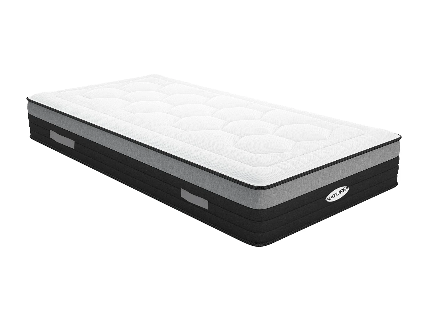 Matelas 90 x 200 cm hybride ressorts ensachés 7 zones et mémoire de forme ép.25cm - AMARANTE de NATUREA