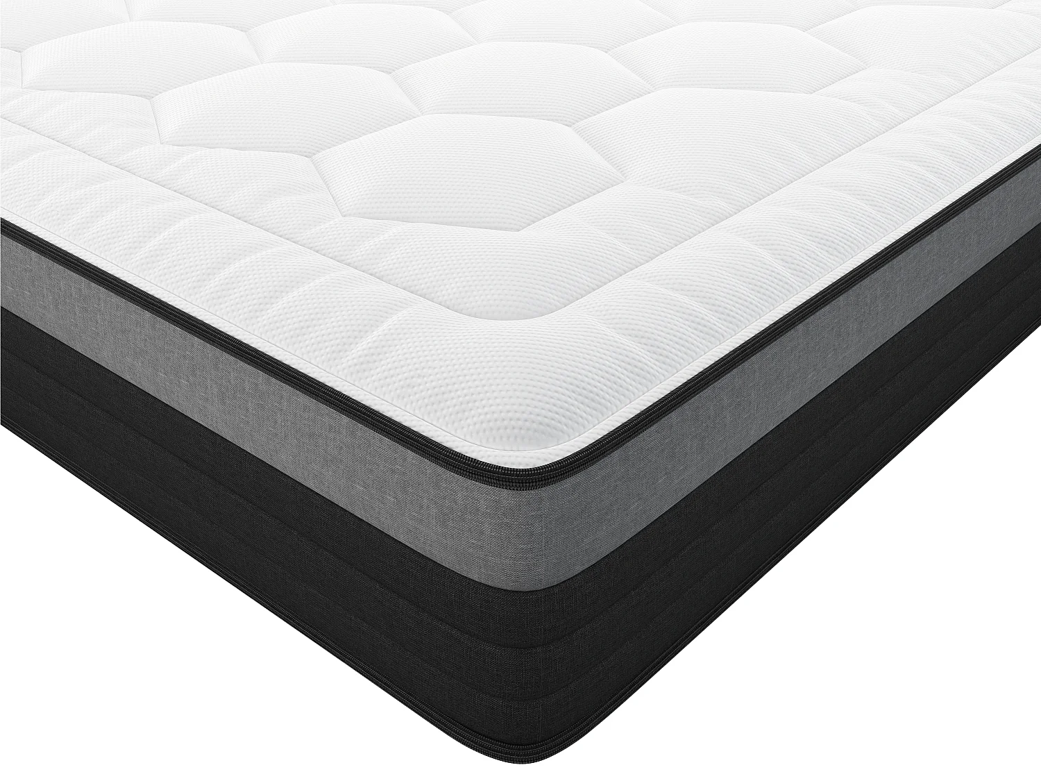 Matelas 90 x 200 cm hybride ressorts ensachés 7 zones et mémoire de forme ép.25cm - AMARANTE de NATUREA
