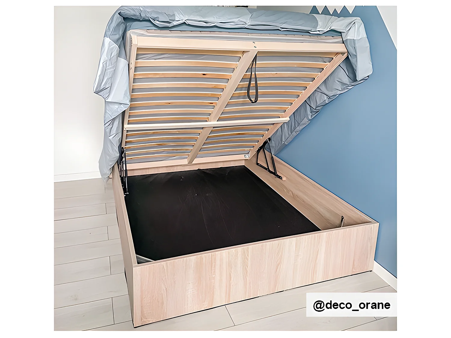 Cama con canapé abatible  - 140x190 cm - Color natural - ELPHEGE