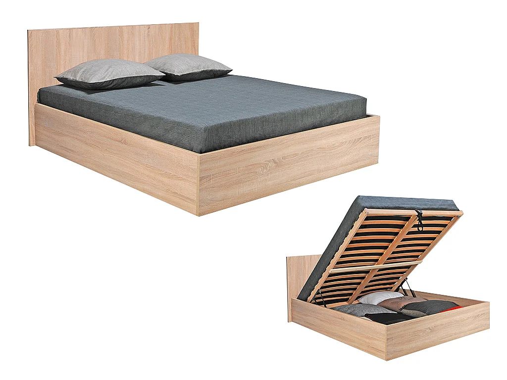 Cama con canapé abatible  - 140x190 cm - Color natural - ELPHEGE