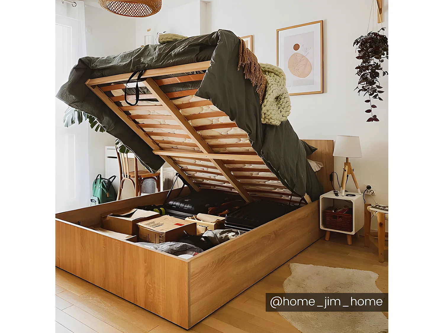 Lit coffre 140 x 190 cm - Coloris : Naturel - ELPHEGE