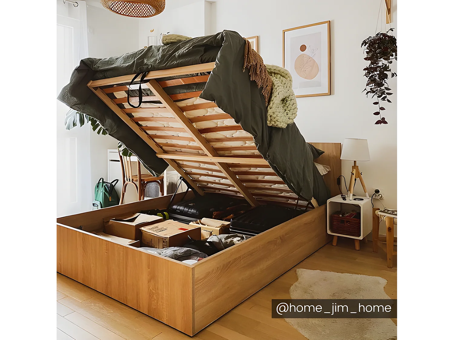 Lit coffre 140 x 190 cm - Coloris : Naturel - ELPHEGE