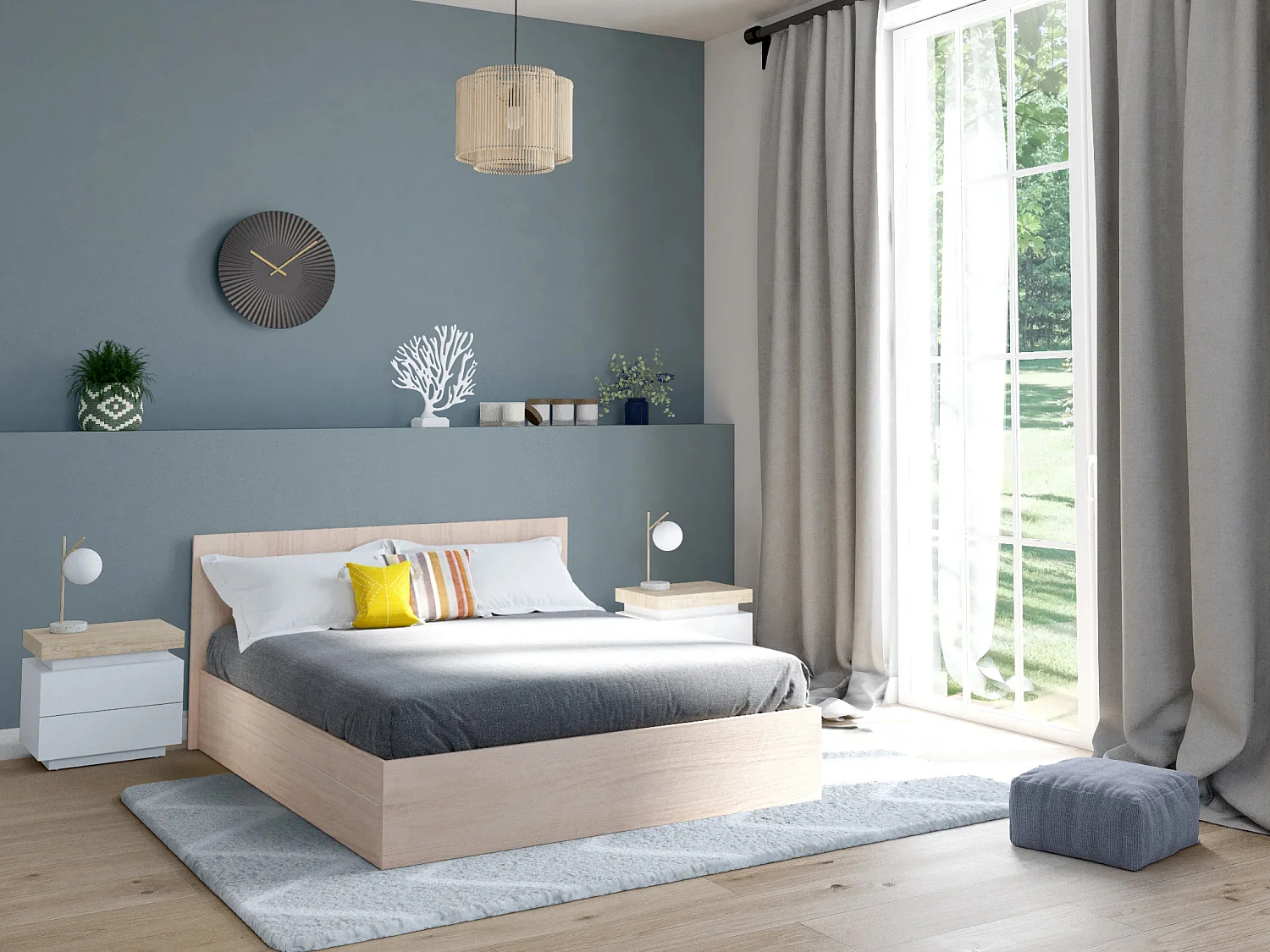 Lit coffre 160 x 200 cm - Coloris : Naturel - ELPHEGE