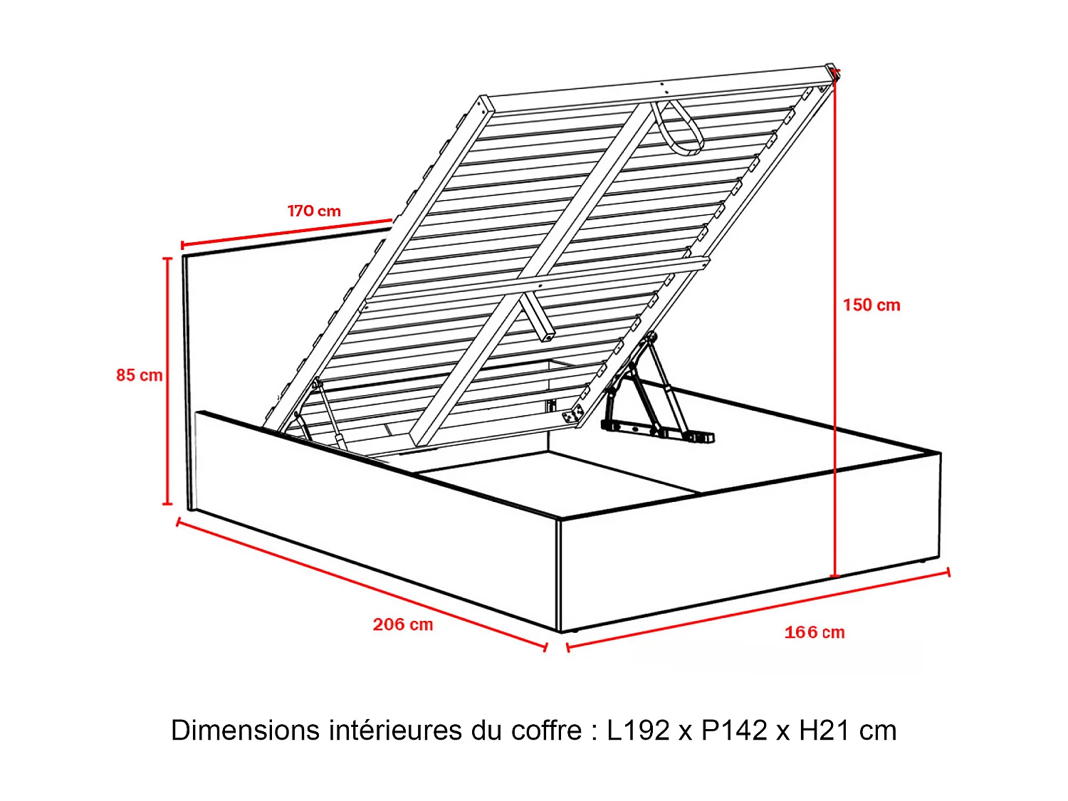 Bett mit Bettkasten - 160 x 200 cm - Naturfarben - ELPHEGE