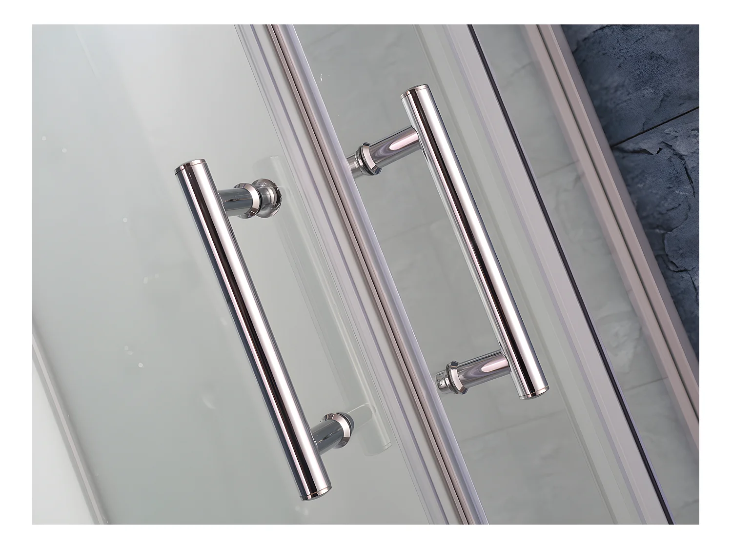 Prysznic z hydromasażem TYRAL - 2 strefy z dyszami masującymi - L90 x l 70 x wys.212 cm - Funkcja deszcz tropikalny i mała głowica prysznicowa