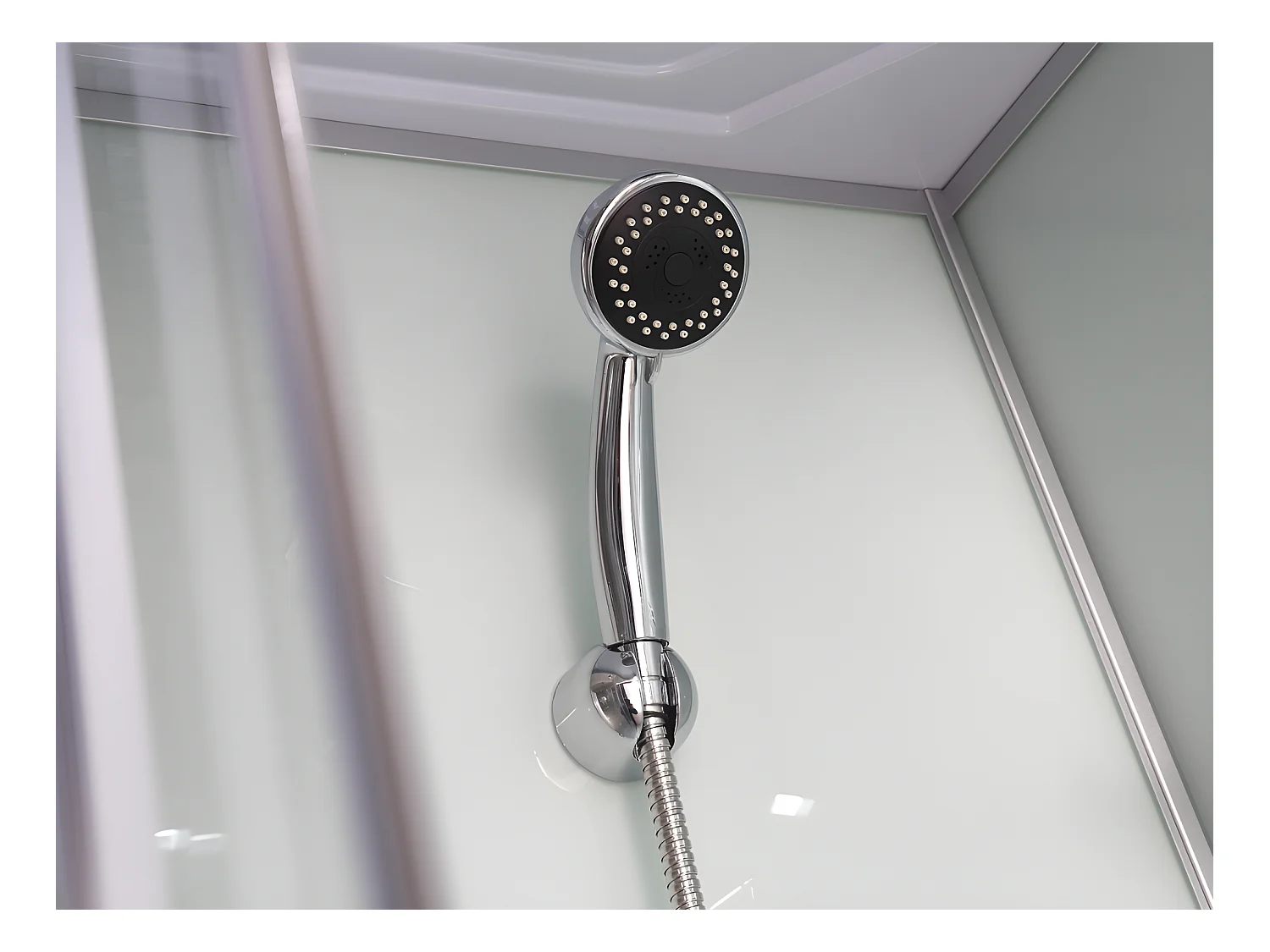 Prysznic z hydromasażem TYRAL - 2 strefy z dyszami masującymi - L90 x l 70 x wys.212 cm - Funkcja deszcz tropikalny i mała głowica prysznicowa