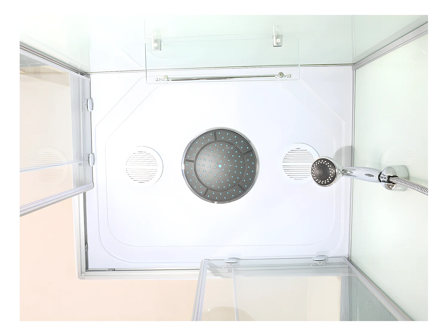 Prysznic z hydromasażem TYRAL - 2 strefy z dyszami masującymi - L90 x l 70 x wys.212 cm - Funkcja deszcz tropikalny i mała głowica prysznicowa