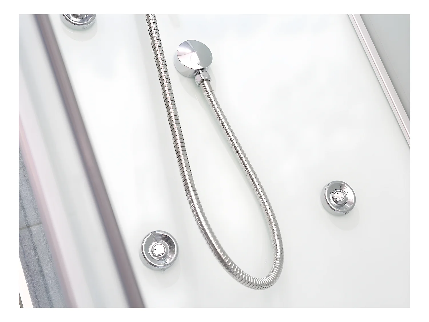 Prysznic z hydromasażem TYRAL - 2 strefy z dyszami masującymi - L90 x l 70 x wys.212 cm - Funkcja deszcz tropikalny i mała głowica prysznicowa