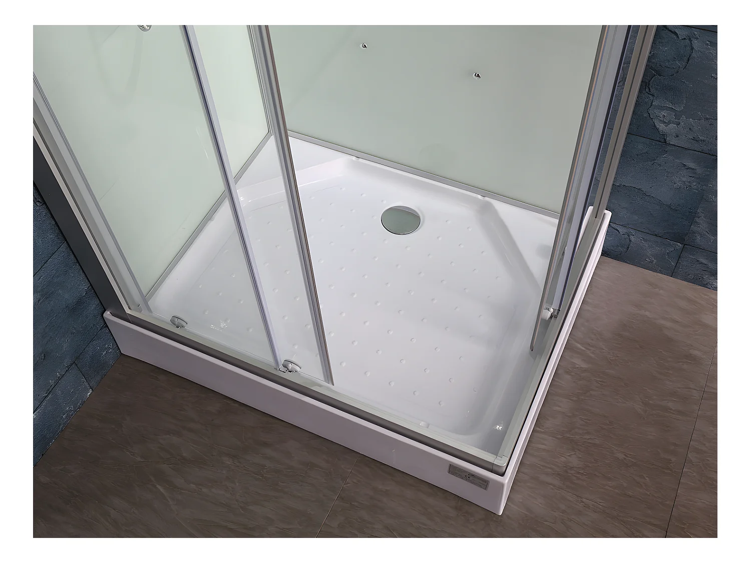 Prysznic z hydromasażem TYRAL - 2 strefy z dyszami masującymi - L90 x l 70 x wys.212 cm - Funkcja deszcz tropikalny i mała głowica prysznicowa