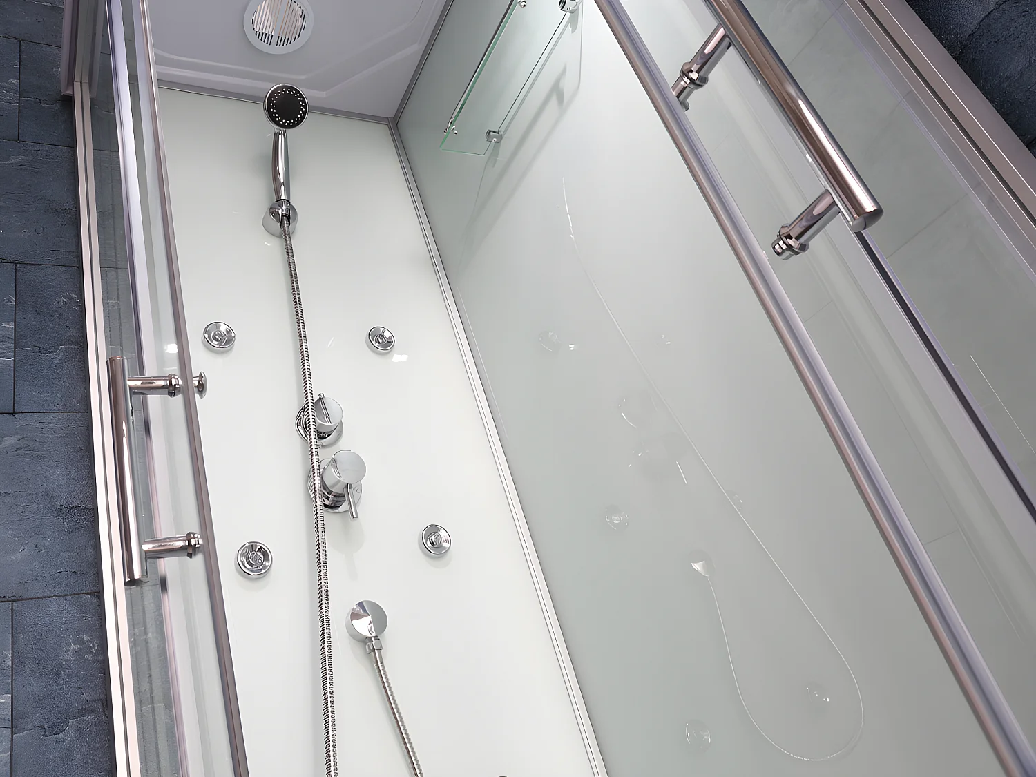 Douchecabine TYRAL - Balneo therapie - 6 massagestralen - tropische regen en douchekop - L90 x l 70 x H212 cm