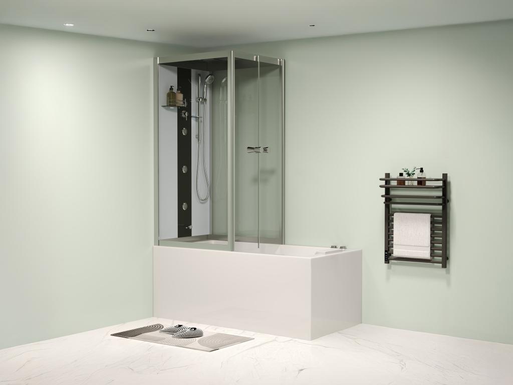 Whirlpool Badewanne mit Glasscheibe dunkelgrau - L150 x T75 x H215 cm - 30 günstig online kaufen
