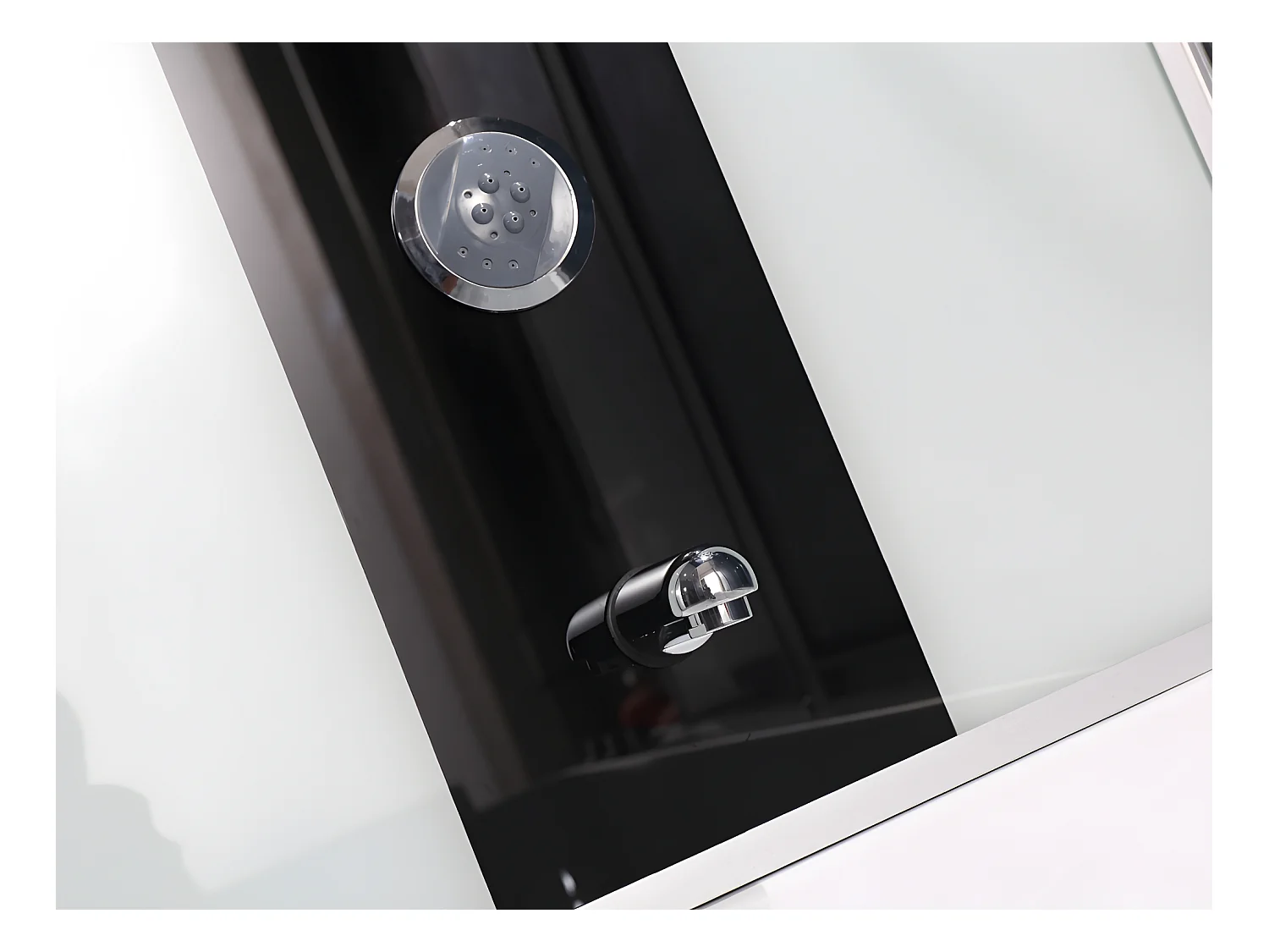 Whirlpool Badewanne mit Glasscheibe dunkelgrau - L150 x T75 x H215 cm - 30 Mikrojets und 6 große Jets - DARIA